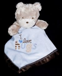 Carters Child of Mine Teddy Bear I LOVE HUGS Lovey Plush Rattle Security Bl